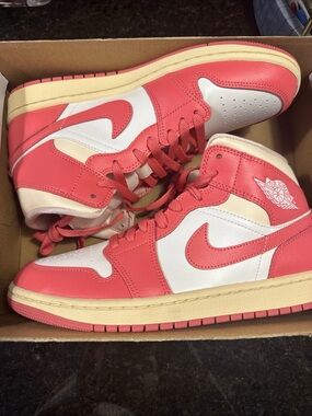 Jordan Air Jordan 1 Mid Women’s Coral/White Sneakers Authentic | Collection